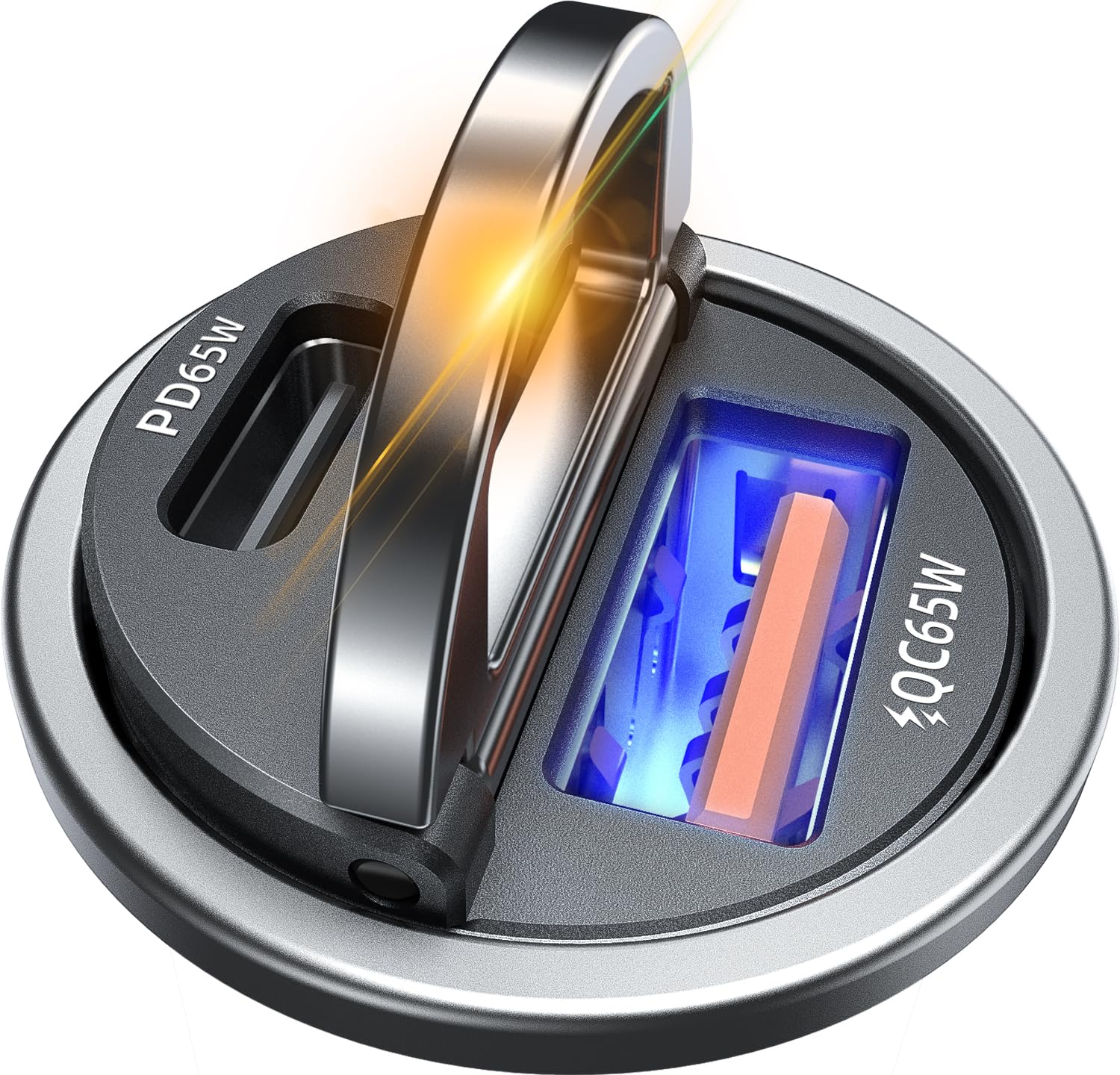 65W USB C Car Charger Fast Charging，12V USB Outlet Accesorios para Carro，Compact Cigarette Lighter Adapter，Car Phone Charger for iPhone/17/16/15/14/13 Samsung S25 S24 S23Google Android