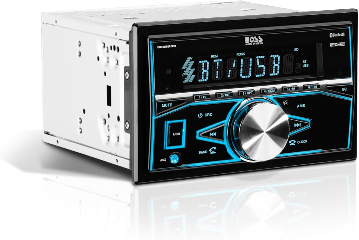 BOSS Audio 820BRGB Double-DIN Car Stereo with Bluetooth, AM/FM, USB, A