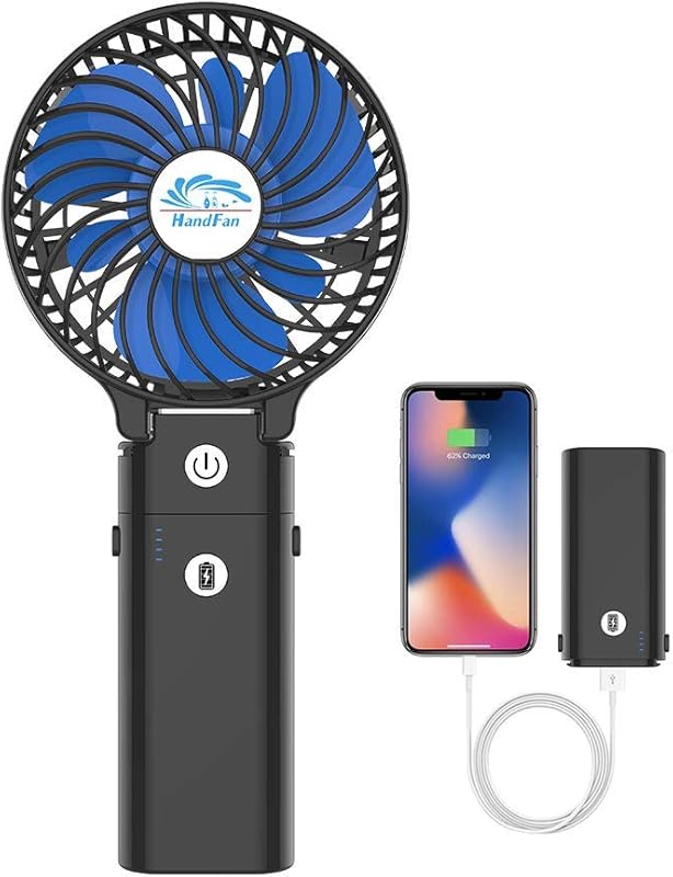 5200mAh rechargeable foldable handheld fan with power bank, 3-speed 20
