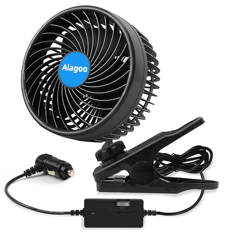 6-inch 12V clip car fan for front and rear seats, portable with cigare
