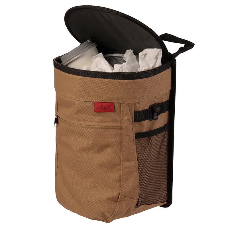 Lusso Gear 2.5 Gallon Spill-Proof Car Trash Can with Leak-Proof Lid, R