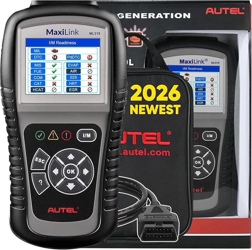 Autel MaxiLink ML519 OBD2 Scanner with Enhanced Mode 6 DTC Lookup Chec