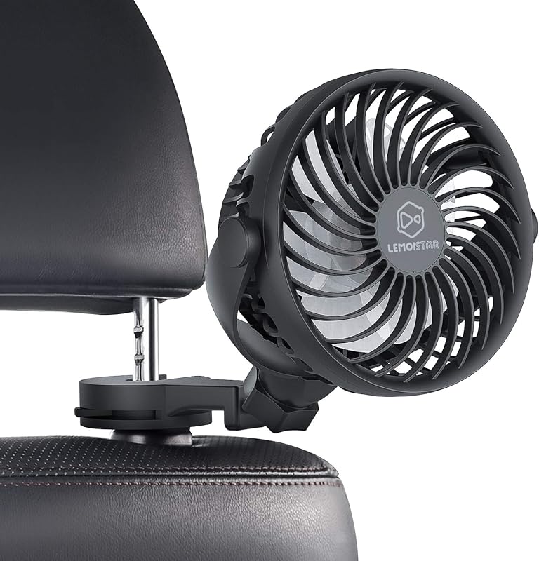 ProElite Battery Operated USB Car Fan, 4-Speed, 360° Rotatable Backsea