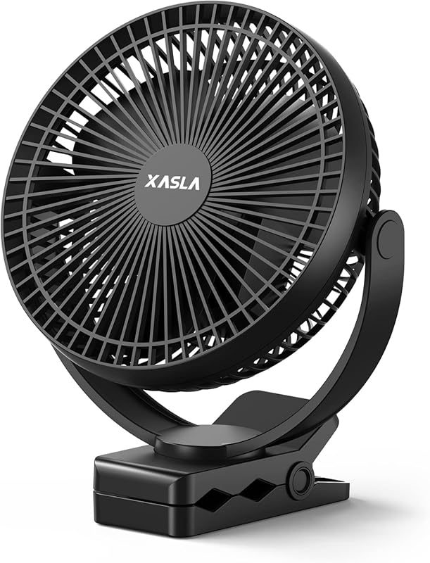 xasla 10000mAh clip on fan 8 inch rechargeable 24 hours quiet 4 speed 