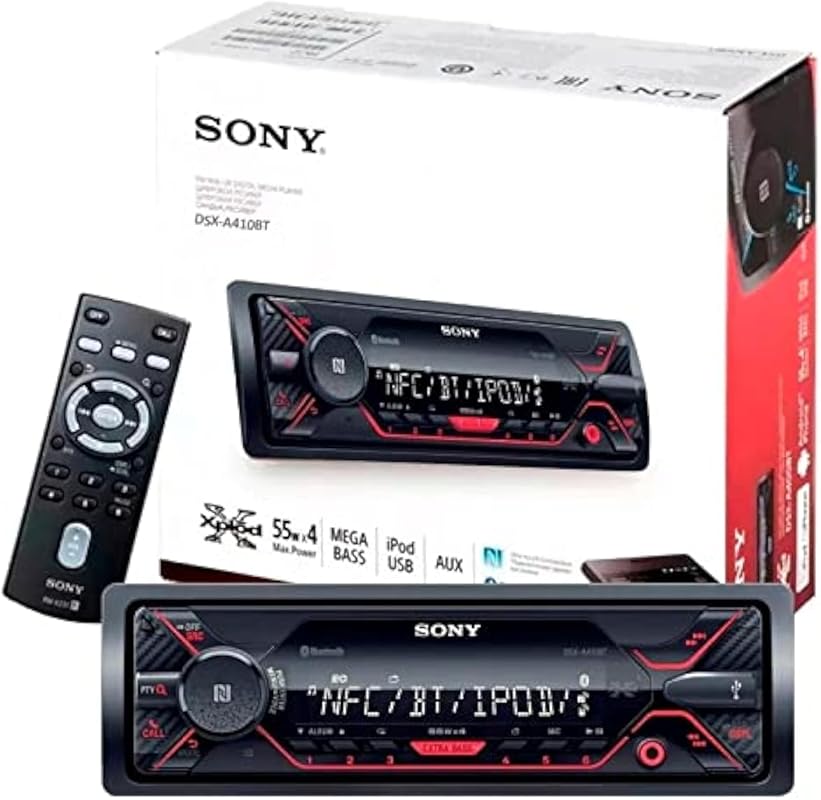 Sony DSX-A410BT Single DIN Digital Media Receiver with Bluetooth, Fron