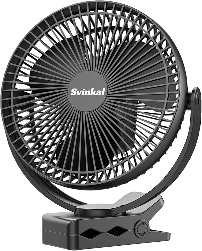 Portable clip on fan with 10000mAh battery, USB C charging, 720 degree