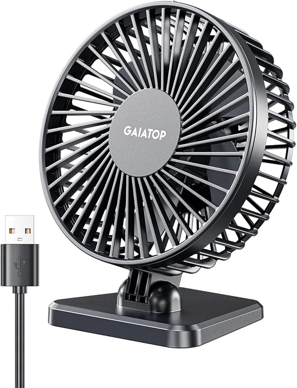 Gaiatop Portable USB Desk Fan, Small Quiet 3-Speed Adjustable Mini Fan
