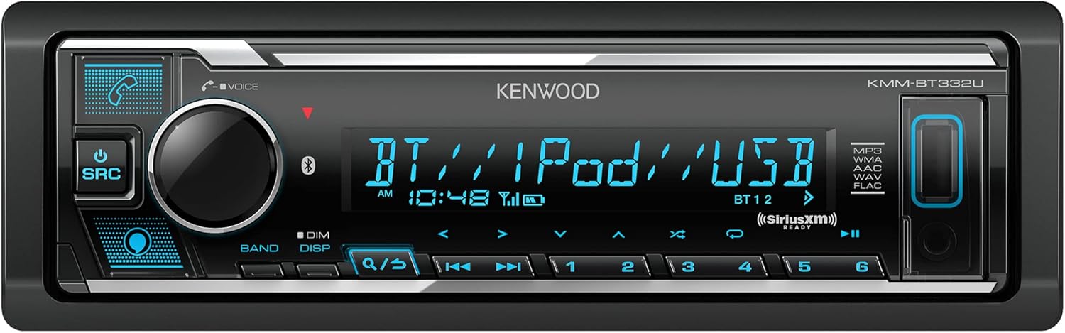 Best car stereo under 500 Kenwood KMM-BT332U Bluetooth USB single DIN 