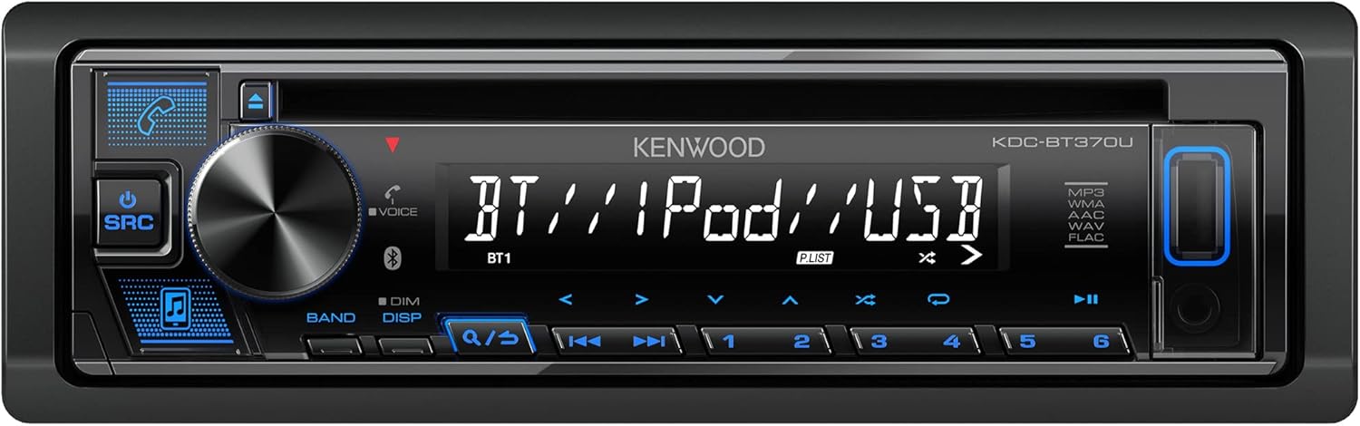 Kenwood KDC-BT370U Single DIN CD Car Stereo with Bluetooth, AM/FM Radi