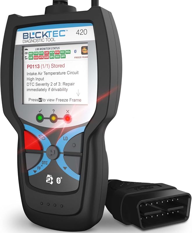 BLCKTEC 420 Bluetooth OBD2 Scanner Vehicle Code Reader Clears Check En
