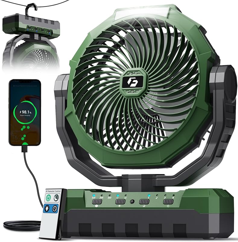 FRIZCOL 3-in-1 Rechargeable Camping Fan 24000mAh Up to 105-Hour Runtim