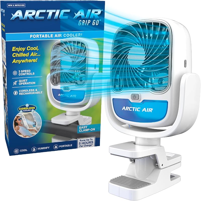 Arctic Air Grip Go cordless evaporative cooler and portable fan with u