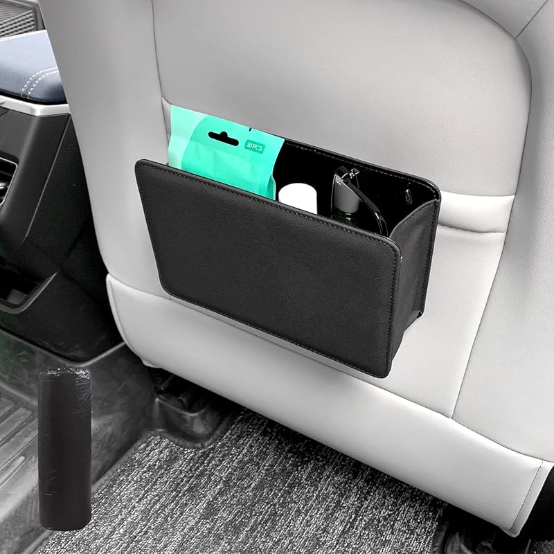 Leather multifunction car trash can door organizer for front seat or s