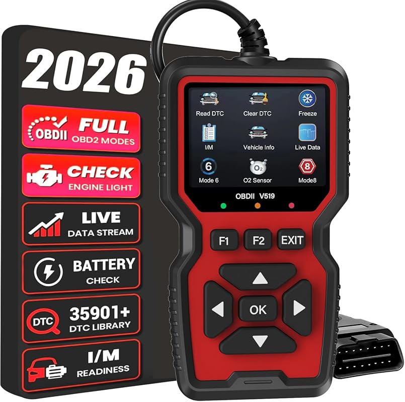 OBD2 Scanner Code Reader with Reset, Mode 6 and 8, I/M Readiness for v