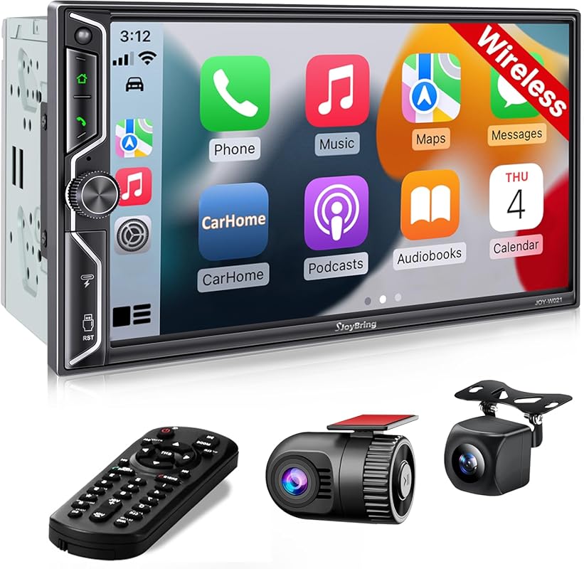 7-inch Double-DIN Car Stereo with Wireless Apple CarPlay, Android Auto