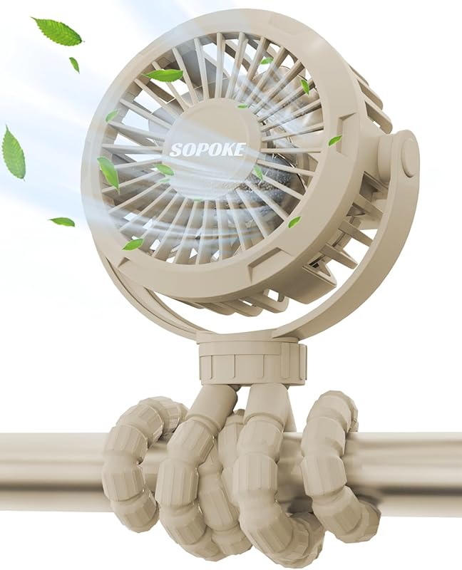 Mini Portable Stroller Fan Rechargeable 3 Speed Flexible Tripod Clip O