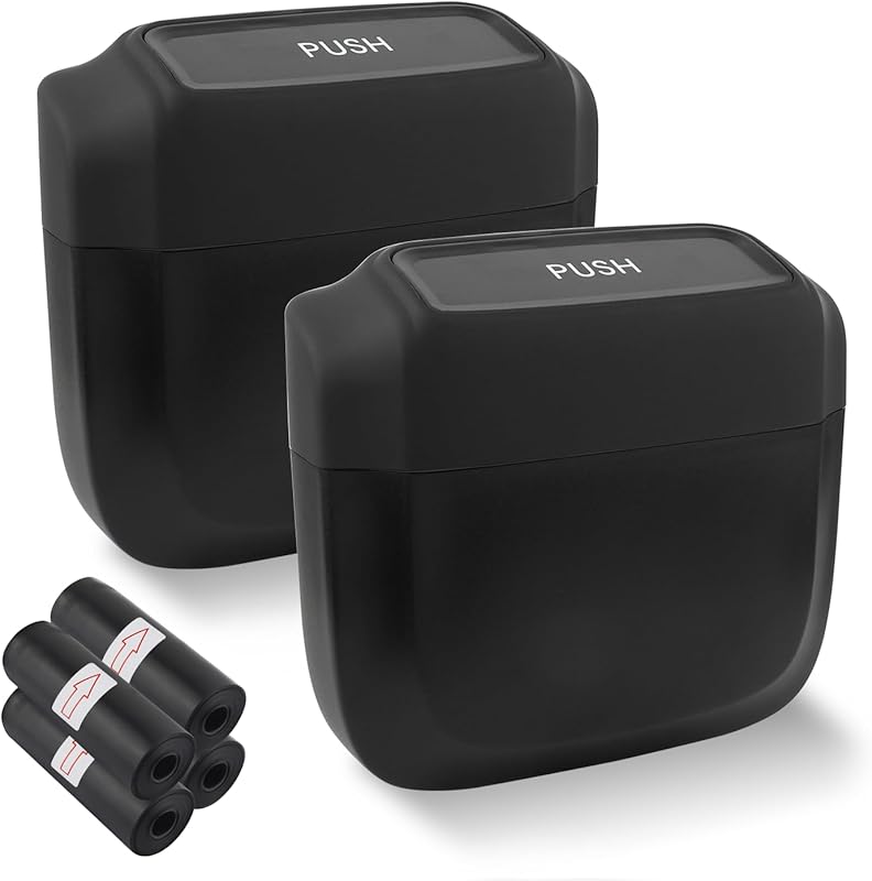 Two mini car trash cans with lids and 60 bags for Honda CRV door and c