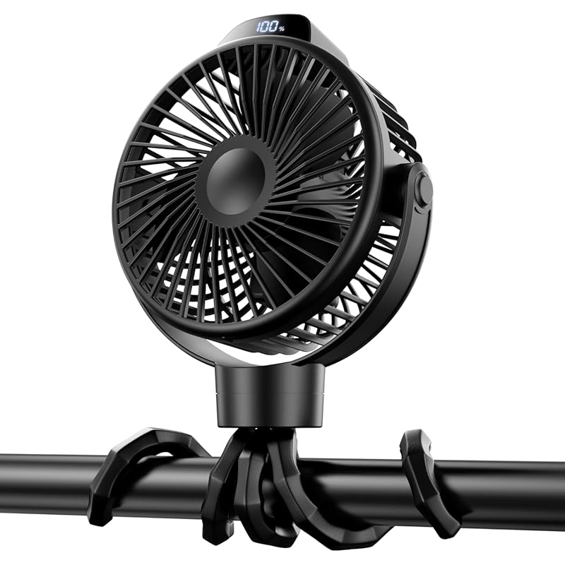 Tripole Rechargeable Portable Stroller and Car Clip Fan for Baby, 3 Sp