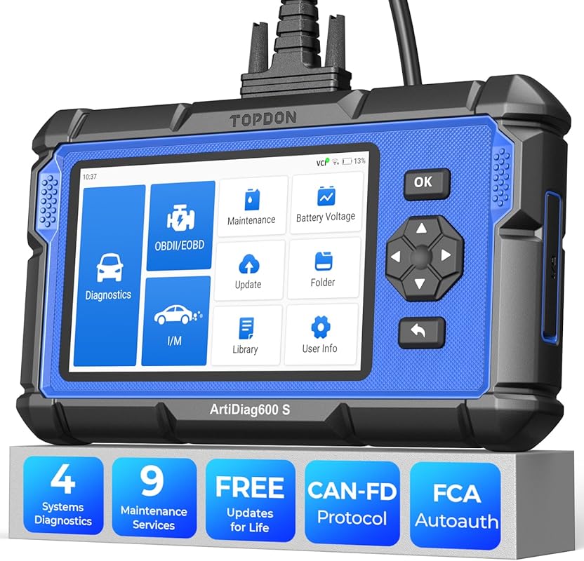 TOPDON AD600S OBD2 Scanner for ABS SRS transmission and engine codes, 