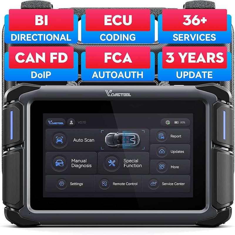 VDIAGTOOL VD70 Bidirectional OBD2 Scan Tool with ECU Coding, 36+ Reset