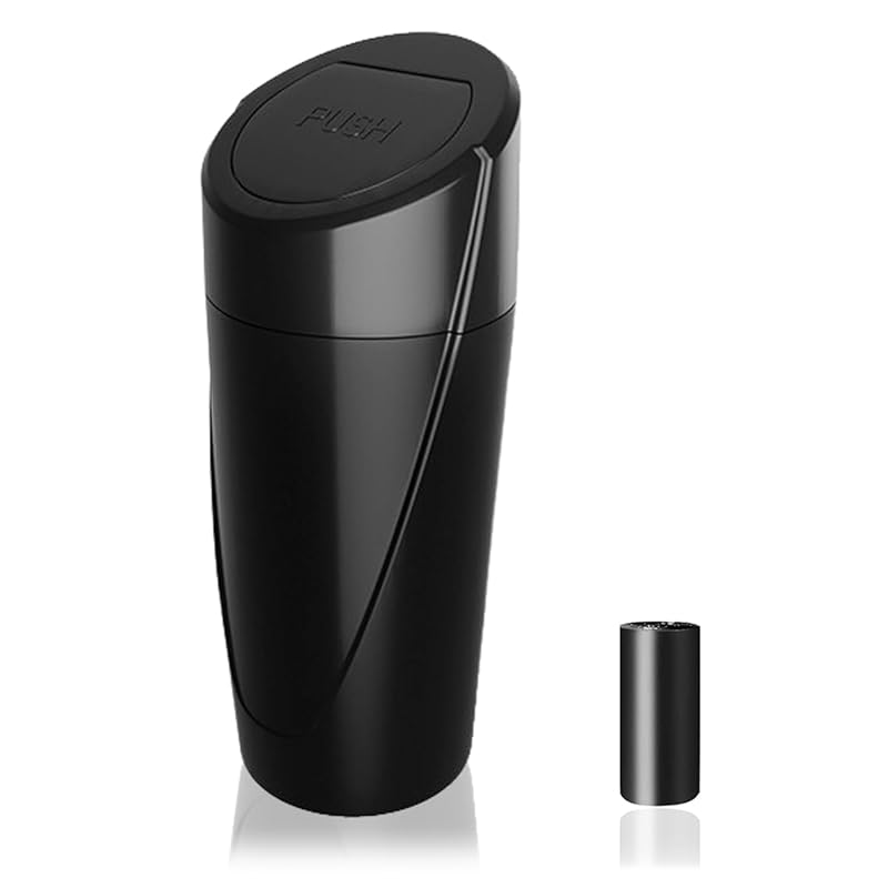 Mini Leakproof Car Cup Holder Trash Can with Lid and Integrated Interi