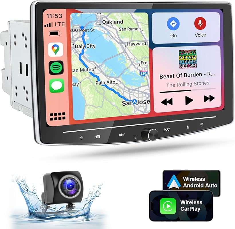 10 Inch Detachable Floating QLED Double DIN Car Stereo with Apple CarP