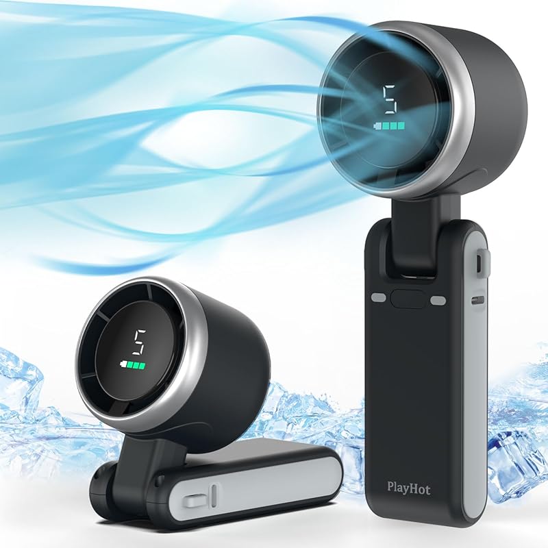 Portable Handheld Turbo Fan with 5 Speeds, Rechargeable Battery up to 