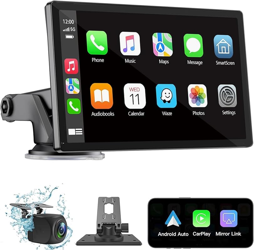 7 inch portable car stereo touchscreen with wireless Apple CarPlay and
