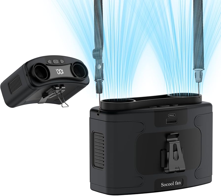 Socool 20000mAh Portable Waist Fan Clip On Wearable Belt Fan 40H Batte