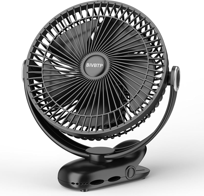 12000mAh Rechargeable 8-Inch Clip-On Fan, 30-Hour Runtime, Ultra-Quiet