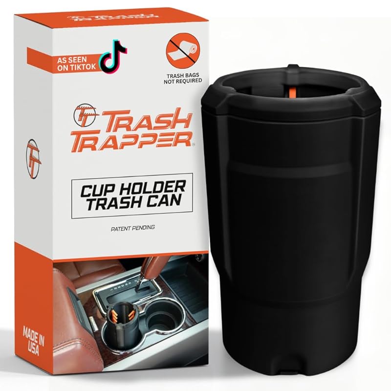 Trash Trapper Car Cup Holder Trash Can with Innovative Compaction for 
