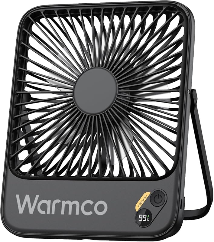 Warmco 7-inch Portable Travel Fan, 10000mAh Rechargeable, Ultra-Thin Q