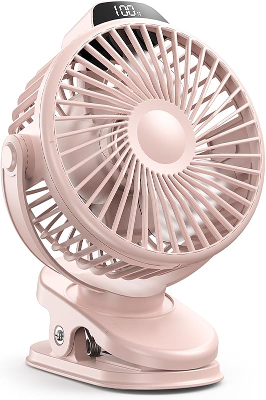 Koonie rechargeable USB clip-on mini fan 3-speed with LED display and 