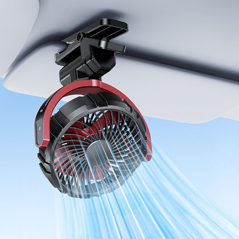 Joytutus small clip on visor fan 5V USB 2000mAh rechargeable quiet coo