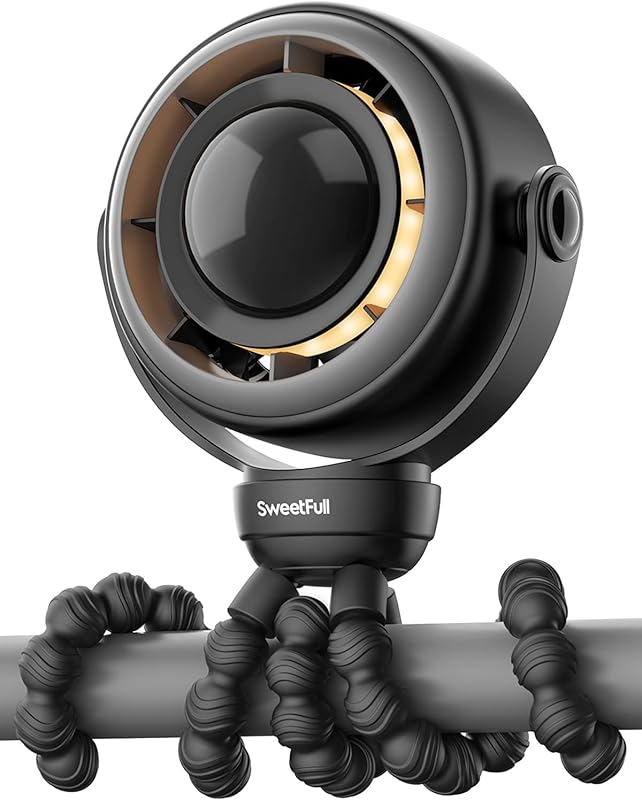 SWEETFULL Rechargeable 4000mAh Stroller Fan, 4-speed Quiet 360-degree 