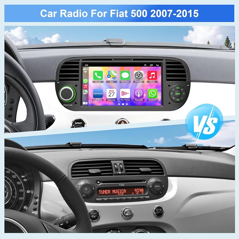 Best car stereo under 500 Fiat 500 2007-2015 7 inch touchscreen wirele