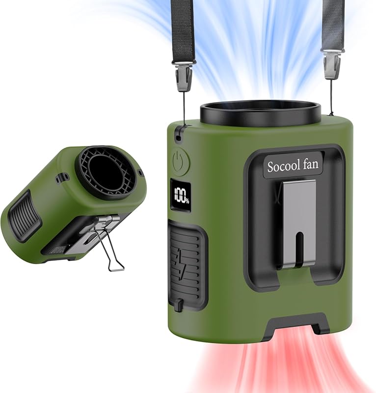 Socool portable waist clip on fan wearable belt rechargeable 4 speeds 