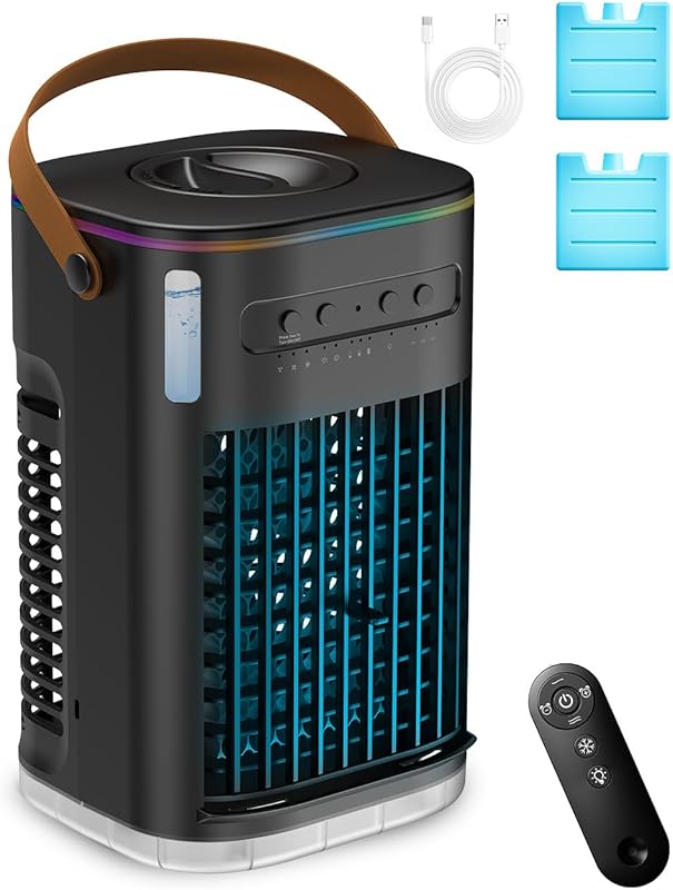 Portable evaporative mini air conditioner with 1.2L tank, USB powered 