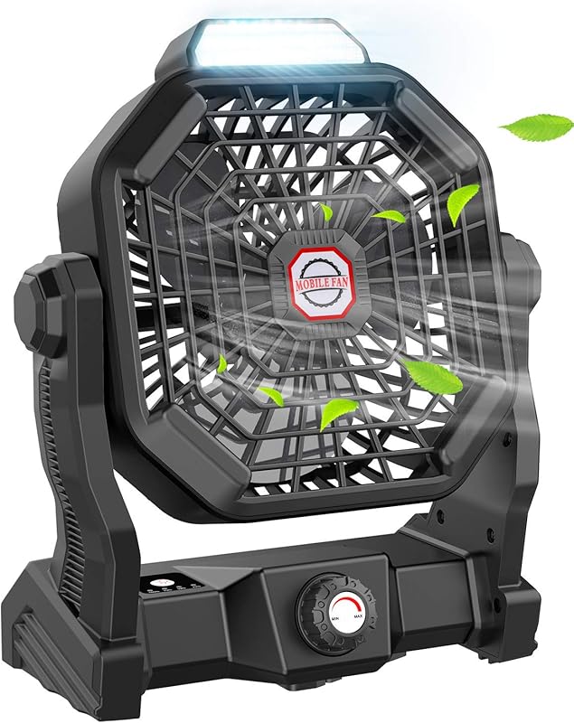 9-Inch Rechargeable Camping Fan with LED Lantern, 30000mAh Battery, St