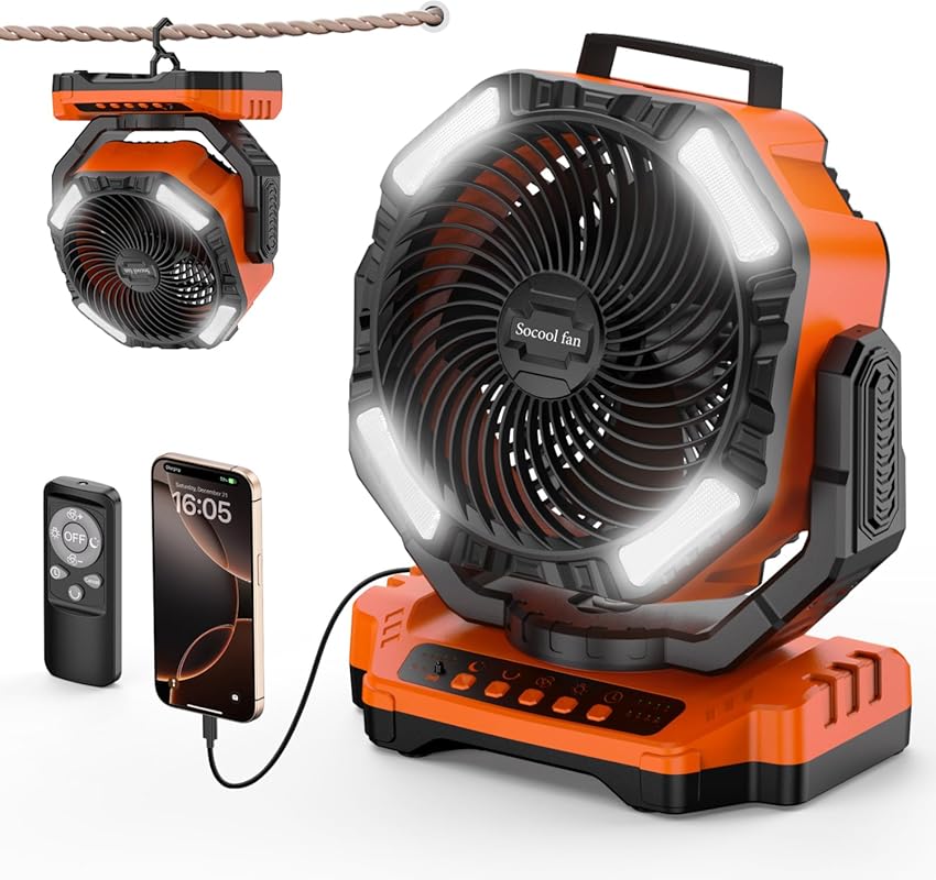 Socool 40000mAh Camping Fan Rechargeable Portable Outdoor Fan Remote 1