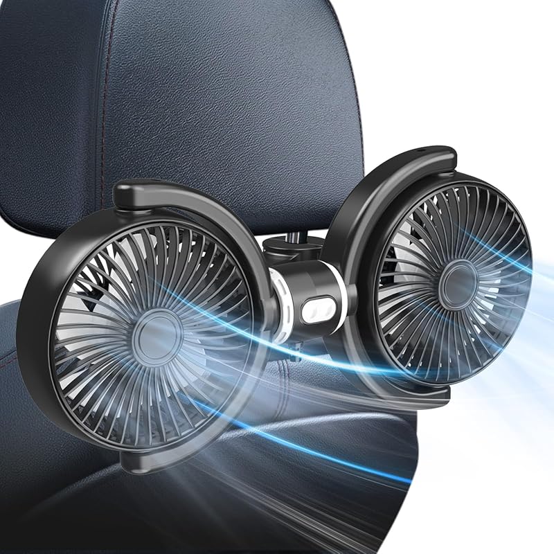 Trustnice USB dual head rear seat fan with independent controls, three