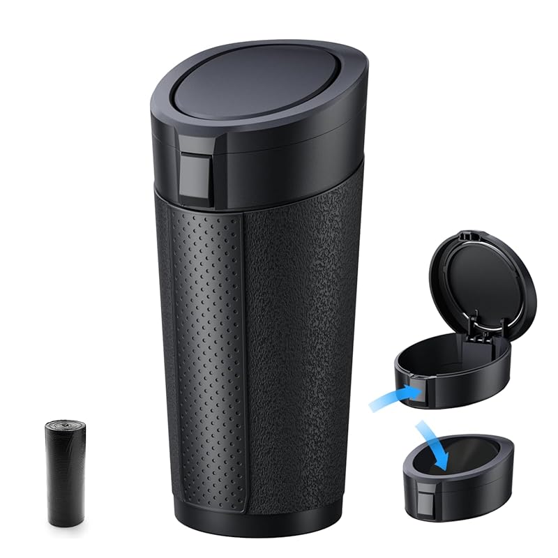 Portable Leakproof Car Cup Holder Trash Can with Lid for Door and Seat