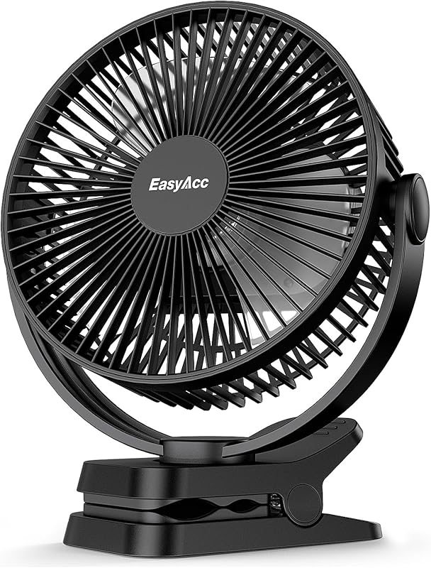 EasyAcc 10000mAh 8-inch Rechargeable Clip-on Fan with Digital Display,