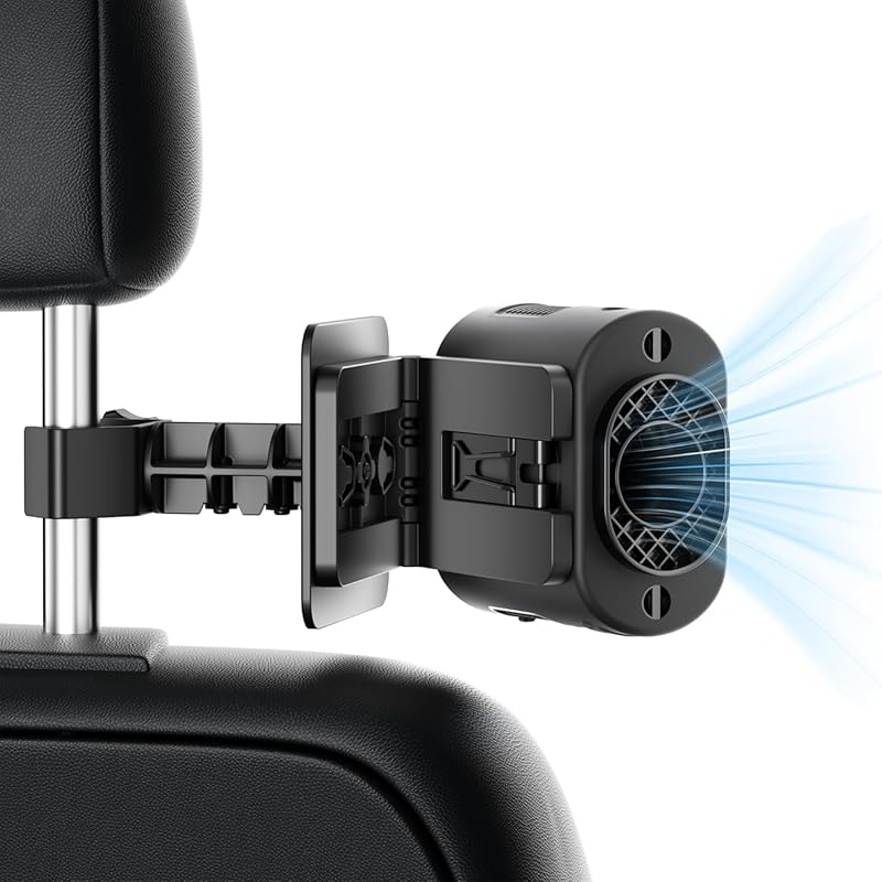 joytutus rechargeable car fan 14500mAh battery 5 speed LED light 360 d