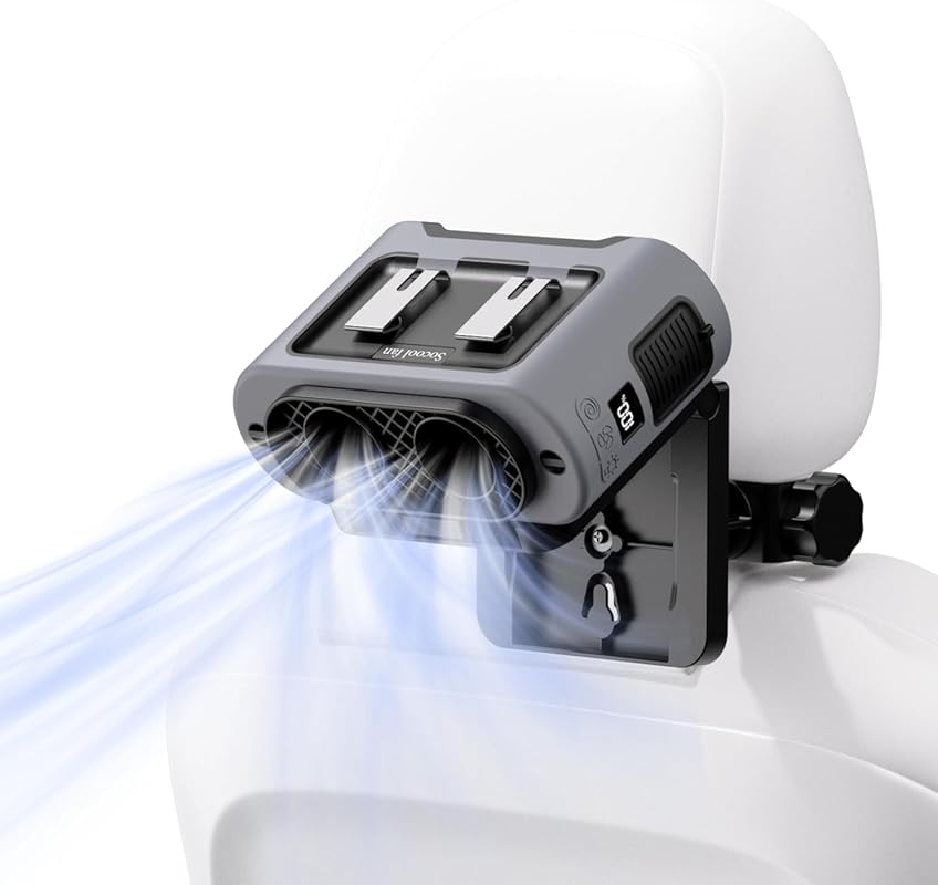 Joytutus portable car fan 14500mAh rechargeable clip on 360 degree rot