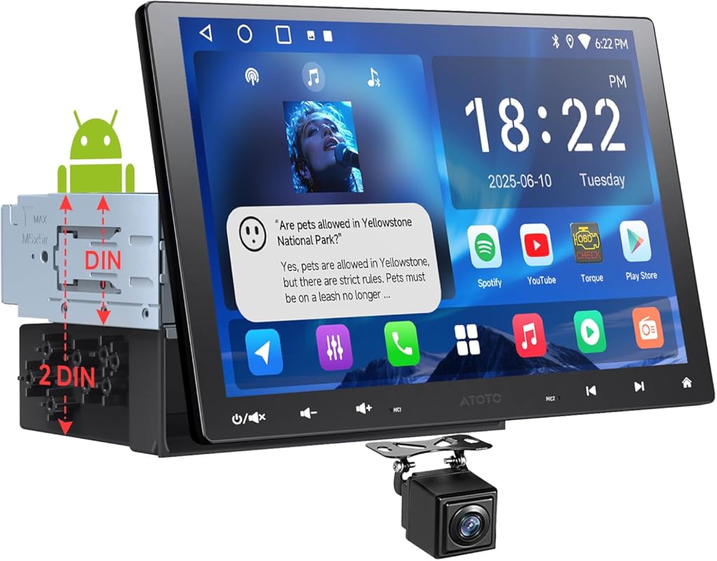 A5L 10 Inch Floating QLED Car Stereo Single Double DIN with Wireless C