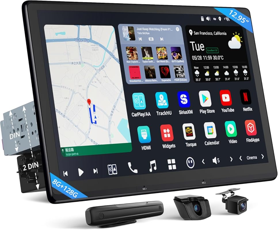 X10G129E 12.95 Inch QLED Floating Car Stereo Single Double DIN with 8G