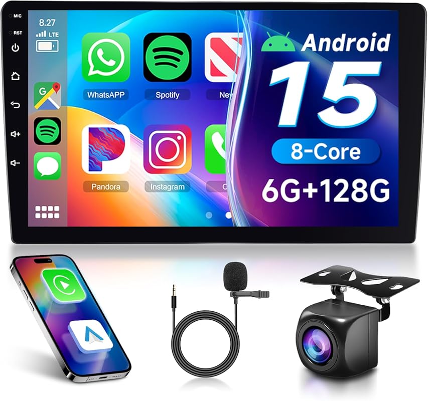 10.1 inch double DIN Android car stereo 6GB 128GB, wireless CarPlay, A