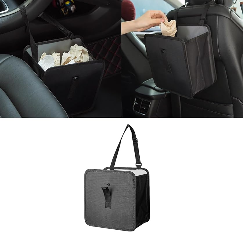 Oxford cloth foldable hanging car trash bin 1.85 gallon leakproof orga