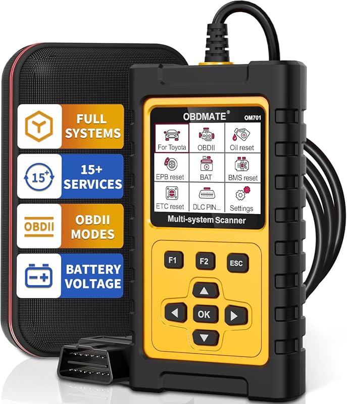 OM701 OBD2 scanner for Toyota and Lexus with 15-plus reset functions, 